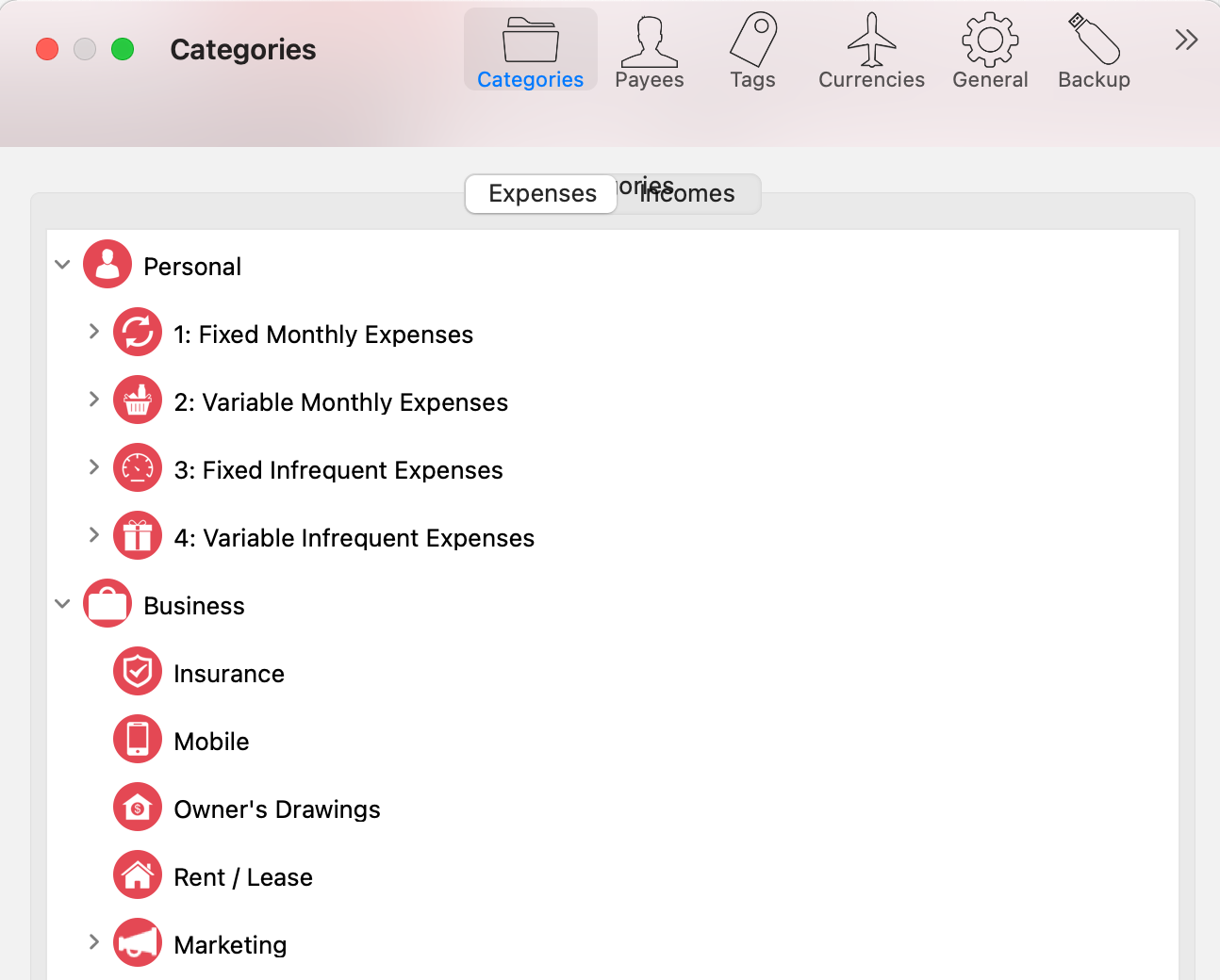 MoneyWiz categories MoneyWiz categories